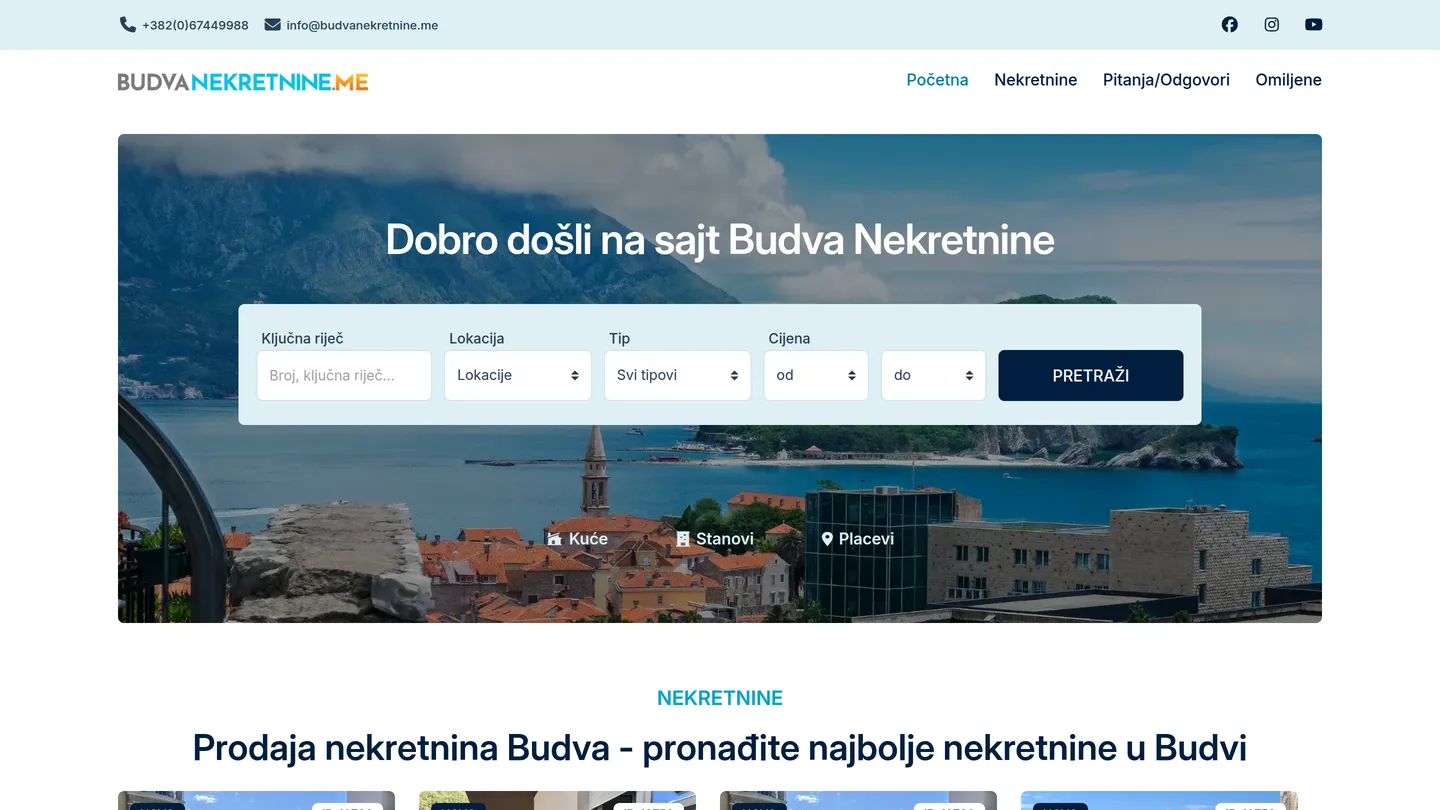 Budva Nekretnine — sajt