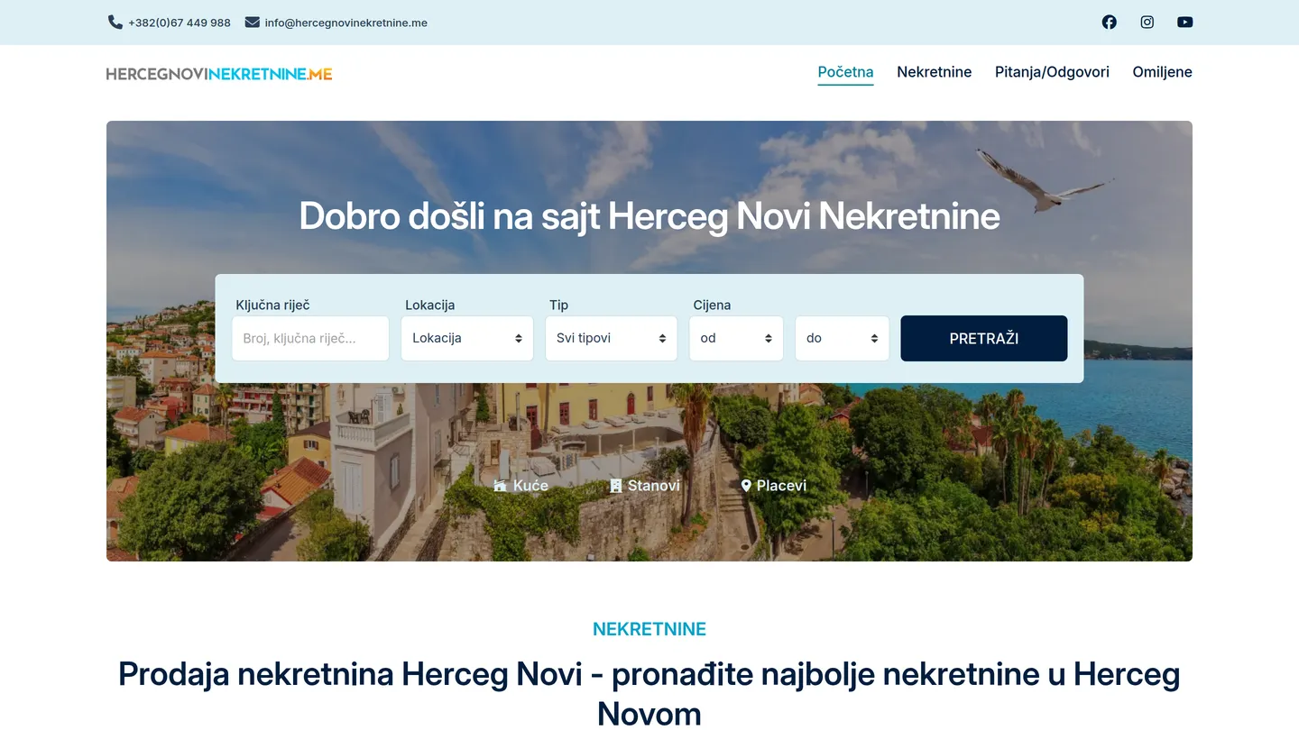 Herceg Novi Nekretnine — sajt