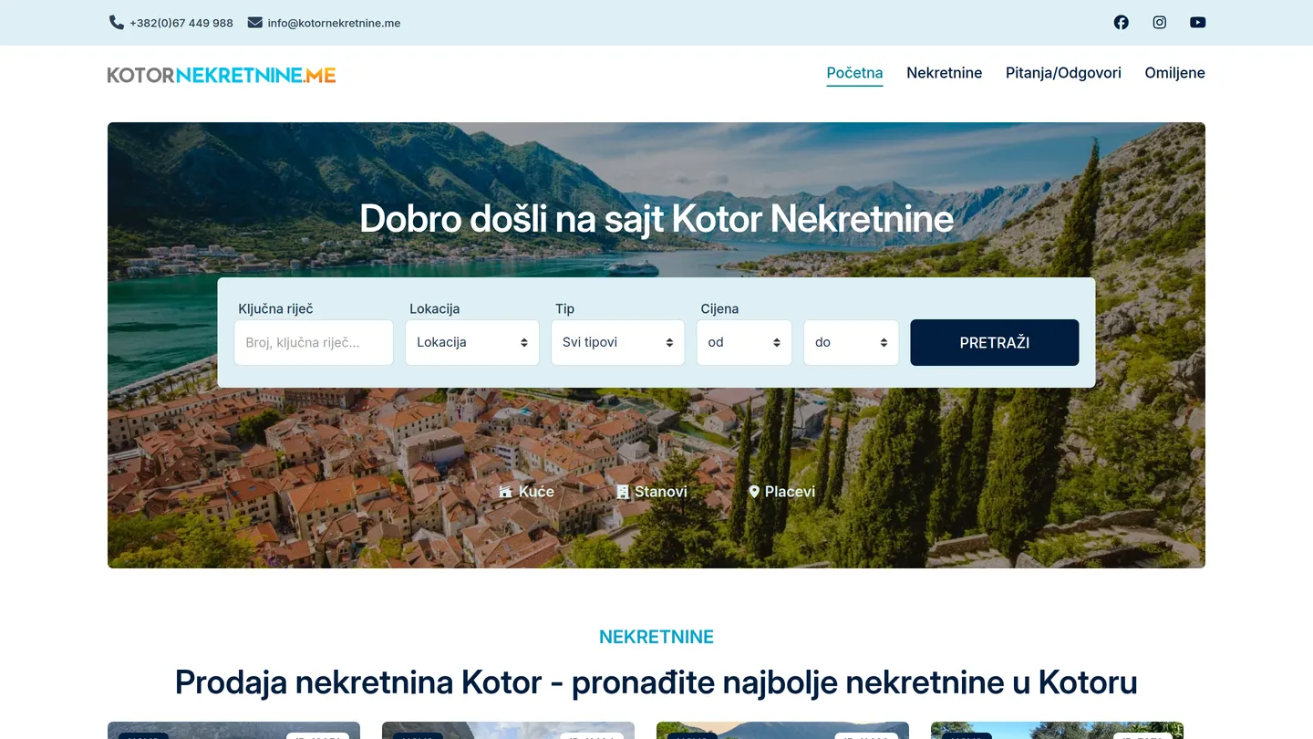Kotor Nekretnine — sajt