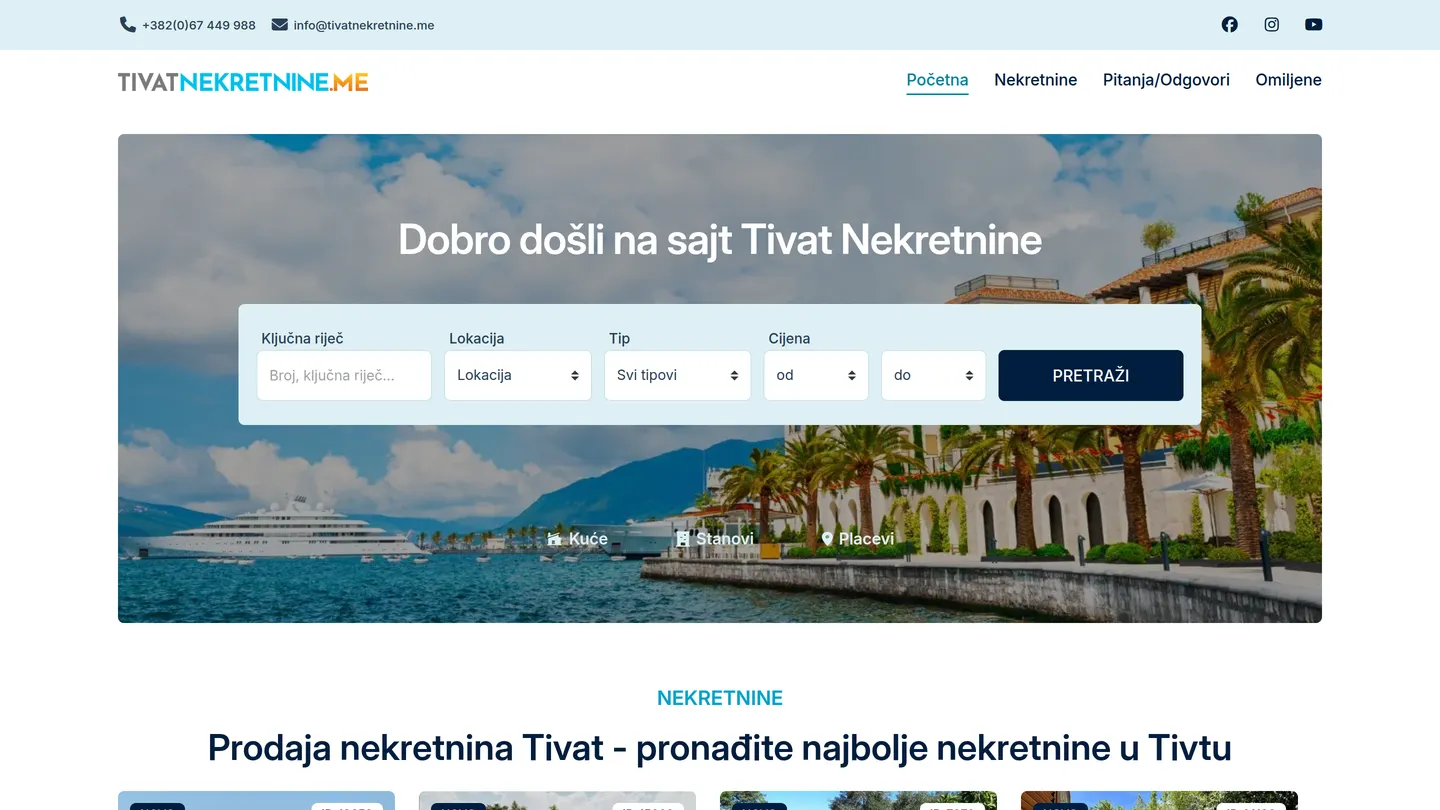 Tivat Nekretnine — sajt